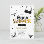 黒のエレガントランジェリーシャワーカード 招待状 (スタンド正面)