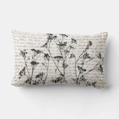黒のエレガントワイルドフラワーシルエットのスクリプト ランバークッション (裏面)