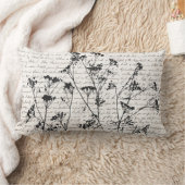 黒のエレガントワイルドフラワーシルエットのスクリプト ランバークッション (ブランケット)