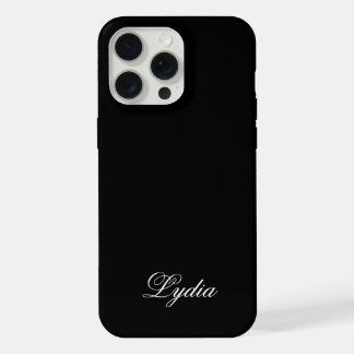黒のエレガント大文字と小文字とホワイトモノグラム名 iPhone 15 PRO MAXケース