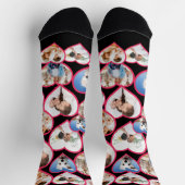 黒のエレガント赤いハートパターン | 5フォトコラージュ ソックス (上部)