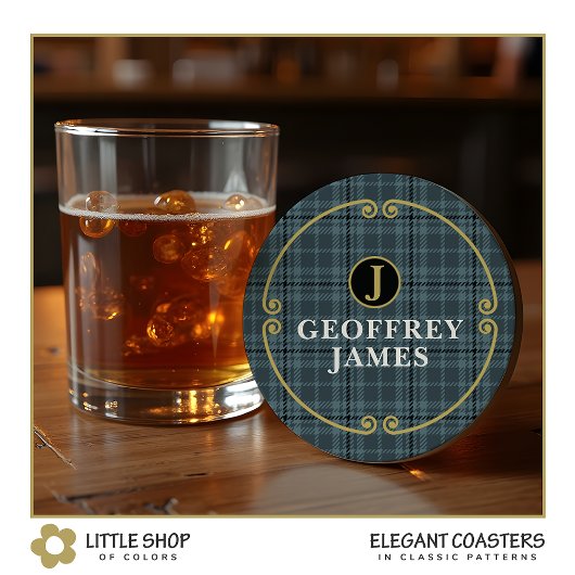 黒のエレガント金ゴールドウィンドウ枠の確認モノグラム ラウンドペーパーコースター