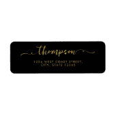 黒のエレガント金ゴールドミニマルなスクリプト名 ラベル (正面)