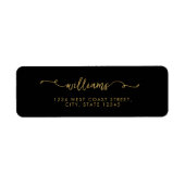 黒のエレガント金ゴールドミニマルなスクリプト名 ラベル (正面)