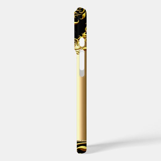 黒のエレガント金ゴールドモノグラムの追加の名前 Case-Mate iPhoneケース (裏面 / 左)