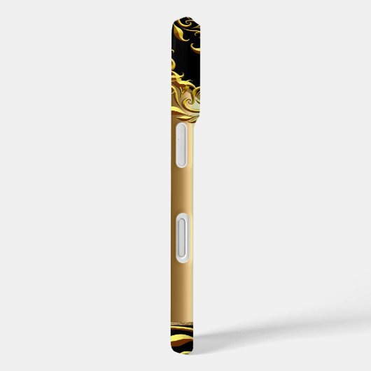 黒のエレガント金ゴールドモノグラムの追加の名前 Case-Mate iPhoneケース (裏面 / 右)