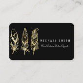 黒のエレガント金ゴールド羽付き名刺 名刺 (正面)