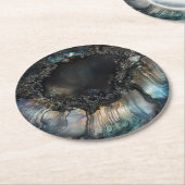 黒のエーカー自然パターン ラウンドペーパーコースター (アングル)