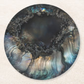 黒のエーカー自然パターン ラウンドペーパーコースター (正面)