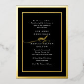 黒のオニキスフォーマル書金ゴールドフレー結婚ム 箔招待状 (正面)