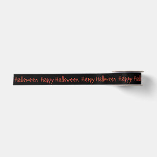 黒のオレンジの単語「ハッピーハローウィン」 サテンリボン