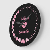 黒のカスタマイズされた カップル ハート ウォール クロック (傾斜)