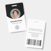黒のカスタマイズ写真、ロゴ、バーコード職員 バッジ (正面＆裏面)