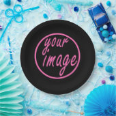 黒のカスタマイズ可能なイメージ写真テンプレート ペーパープレート (パーティー)