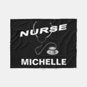 黒のカスタムナース名 フリースブランケット (正面(横))