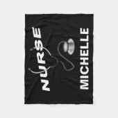 黒のカスタムナース名 フリースブランケット (正面)