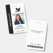 黒のカスタム社員証写真名札 バッジ (正面＆裏面)