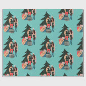 黒のカップル初めてのクリスマス ラッピングペーパー (フラット)