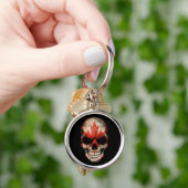 黒のカナダの旗のスカル キーホルダー (手)