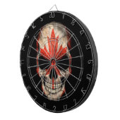 黒のカナダの旗のスカル ダーツボード (正面右)