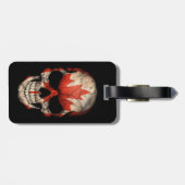 黒のカナダの旗のスカル ラゲッジタグ (裏面横)