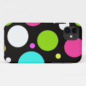 黒のカラフルなおもしろいの大きい水玉模様 Case-Mate iPhoneケース (裏面(横))