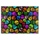 黒のカラフルなスカルパターン カッティングボード (正面)