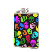 黒のカラフルなスカルパターン フラスク (左)