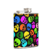 黒のカラフルなスカルパターン フラスク (右)