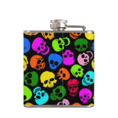 黒のカラフルなスカルパターン フラスク (裏面)