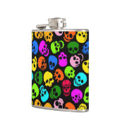 黒のカラフルなスカルパターン フラスク (左)