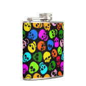 黒のカラフルなスカルパターン フラスク (右)