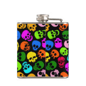 黒のカラフルなスカルパターン フラスク (裏面)