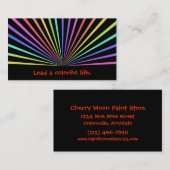 黒のカラフルな虹光線 名刺 (正面/裏面)