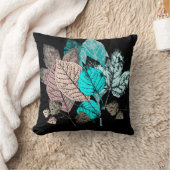 黒のカラフルの葉、水または藤色またはEarthtones クッション (ブランケット)