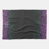 黒のカラフルグリッターアクセント キッチンタオル (横)
