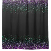 黒のカラフルグリッターアクセント シャワーカーテン (正面)