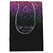 黒のカラフルグリッターアクセント ミディアムペーパーバッグ (正面)