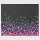 黒のカラフルグリッターアクセント ラッピングペーパー (フラット)