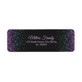 黒のカラフルグリッターアクセント ラベル