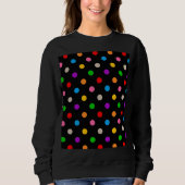 黒のカラフルレインボー水玉デザイン スウェットシャツ (正面)