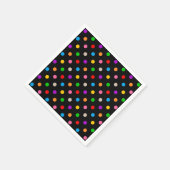 黒のカラフルレインボー水玉デザイン スタンダードカクテルナプキン (角)
