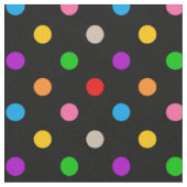 黒のカラフルレインボー水玉デザイン ファブリック (クローズアップ)