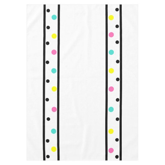 黒のカラフル水玉模様 テーブルクロス (正面)