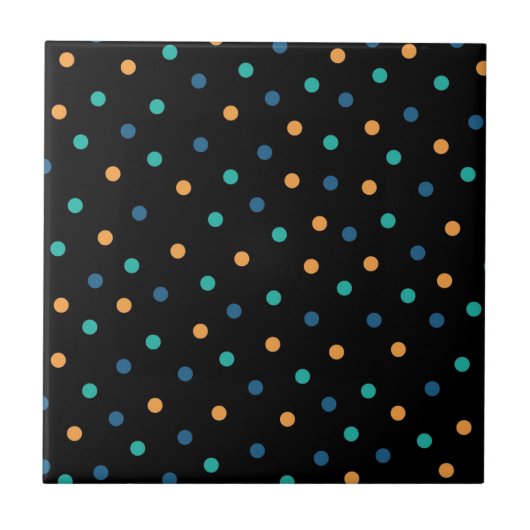 黒のカラフル背景水玉模様パターン タイル (正面)