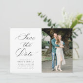 黒のカリグラフィー スクリプト 結婚式のSave the Date セーブザデート (スタンド正面)