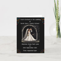 黒のカートゥーン結婚式招待状（名前入り）