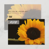 黒のカードにひまわりの写真の出欠確認カード 出欠カード (正面/裏面)