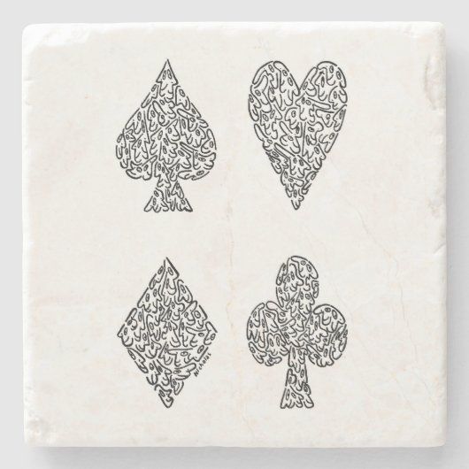 黒のカードスーツ ストーンコースター (正面)