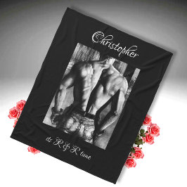 黒のキャプションが付いたジーンズの男の美術名前 フリースブランケット